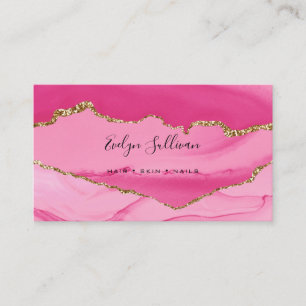 Carte De Visite aquarelle élégante couleur rose et or