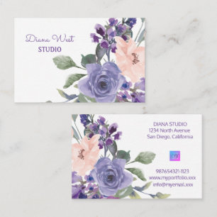 Carte De Visite Aquarelle Élégante Florale rose moderne  