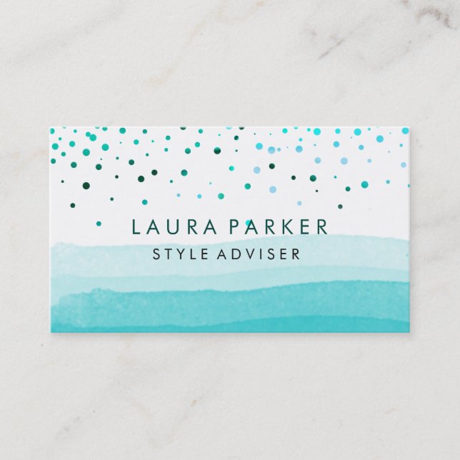 Carte De Visite Aquarelle Elégante Parties scintillant subtile Sea (Devant)