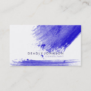 Carte De Visite Aquarelle Elégante Simple Splatter Bleu Nature