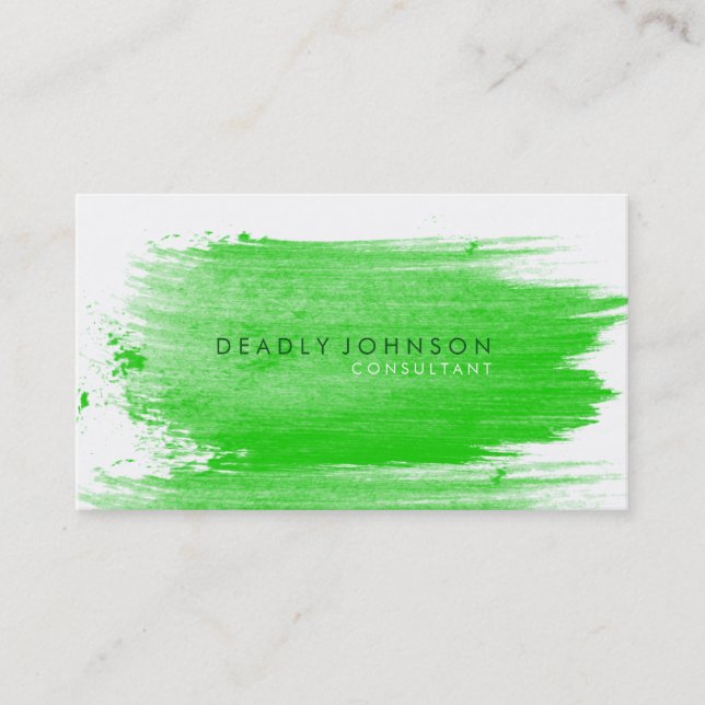 Carte De Visite Aquarelle Élégante Simple Splatter Vert Nature (Devant)