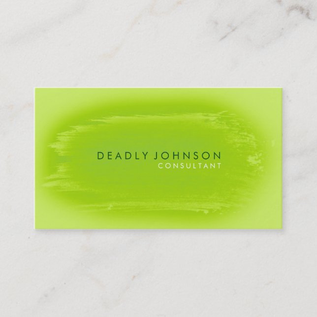 Carte De Visite Aquarelle Élégante Simple Splatter Vert Nature (Devant)