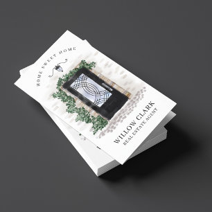 Carte De Visite Aquarelle en fer noir Porte avant Photo & Services