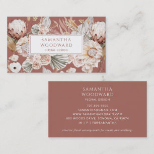 Carte De Visite Aquarelle en terre cuite Boho Concepteur Floral