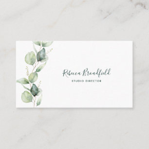 Carte De Visite Aquarelle Eucalyptus Écriture Élégante