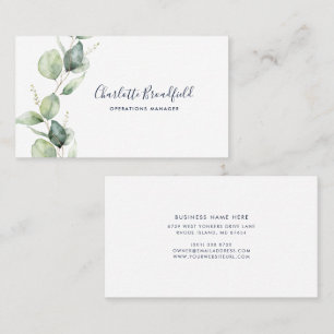 Carte De Visite Aquarelle Eucalyptus Écriture Élégante Professionn