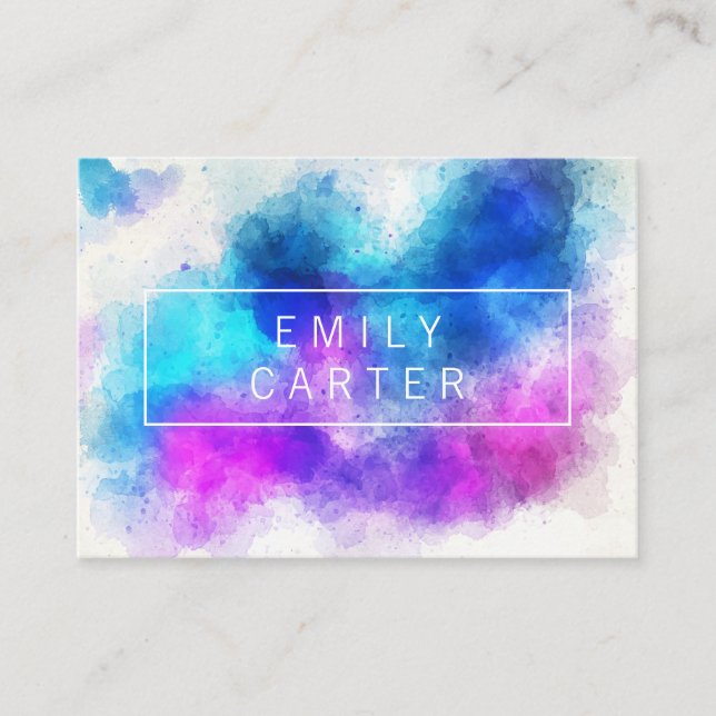 Carte De Visite Aquarelle Expressive Colorée (Devant)