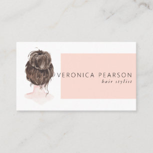 Carte De Visite Aquarelle Fashion Illustration de cheveux Business