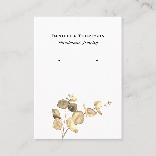 Carte De Visite Aquarelle Feuille Boutique Bijoux Écouter (Devant)