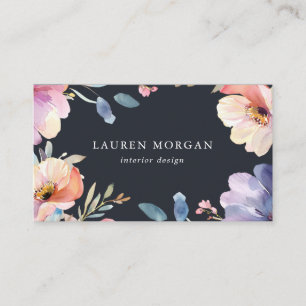 Carte De Visite Aquarelle Fleur Élégante Gras