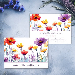 Carte De Visite Aquarelle Fleur Fleur sauvage botanique