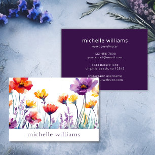 Carte De Visite Aquarelle Fleur Fleur sauvage botanique