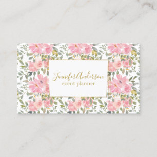 Carte De Visite Aquarelle Fleur sauvage Lush Blush Rose Floral