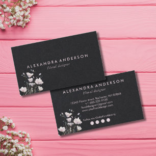 Carte De Visite Aquarelle Fleur sauvage rose Boho