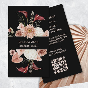 Carte De Visite Aquarelle Fleurs Bourgognes Roses