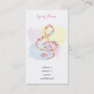 Carte De Visite aquarelle fleurs musique treize clef