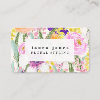 Carte De Visite Aquarelle Floral Peinture Cheveux Styliste Modèle 