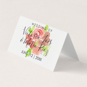 Carte De Visite Aquarelle Floral rose Beige Blush Mariage