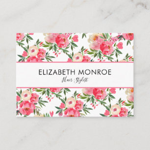 Carte De Visite Aquarelle Floral Salon Hair Styliste Artiste maqui