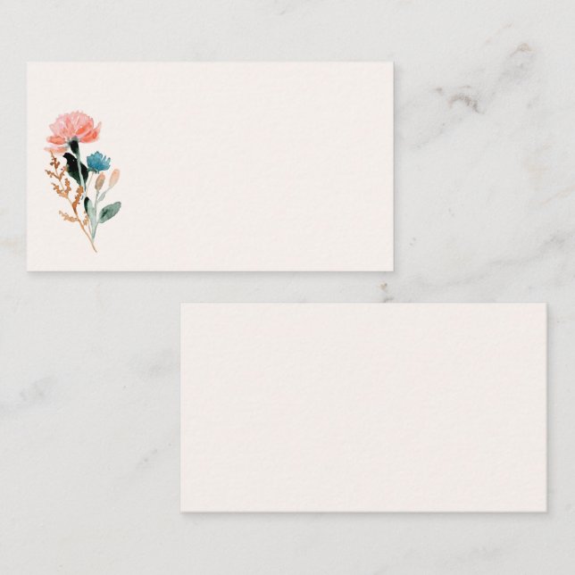 Carte De Visite Aquarelle florale (Devant / Derrière)