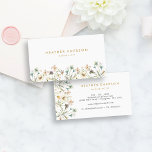 Carte De Visite Aquarelle Florale<br><div class="desc">Carte de visite floral aquarelle. Chic et élégant,  ce magnifique carte de visite floral présente un superbe rose vif,  bleu poussiéreux,  et des fleurs sauvages vintages pressés et jaune vif,  à la sauge verte,  peints à la main.</div>