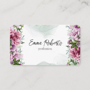 Carte De Visite Aquarelle Florale Douce et Élégante Violet Clair
