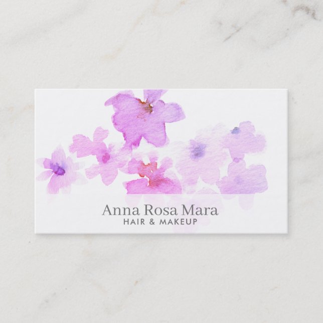 Carte De Visite Aquarelle florale élégante molle abstraite de *~* (Devant)