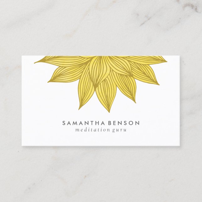 Carte De Visite Aquarelle florale jaune de la fleur de Lotus | (Devant)