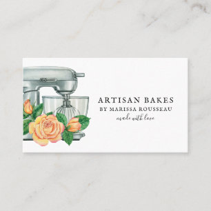 Carte De Visite Aquarelle florale Mélangeur boulangerie Baker