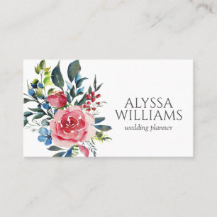 Carte De Visite Aquarelle Florale Peony Boho Élégant Moderne