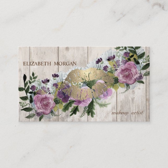 Carte De Visite Aquarelle florale professionnelle , lèvres, textur (Devant)