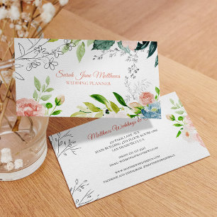 Carte De Visite Aquarelle florale wedding planner moderne