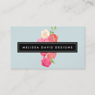 Carte De Visite Aquarelle Florales Beauté et design bleu pâle