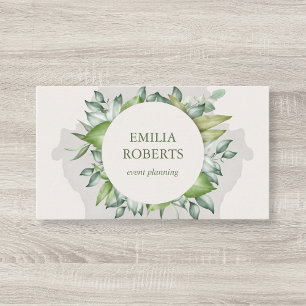 Carte De Visite Aquarelle Foliage Feuille Verdure Élégante