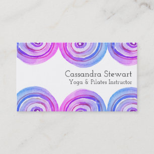 Carte De Visite Aquarelle géométrique design violet bleu Arches