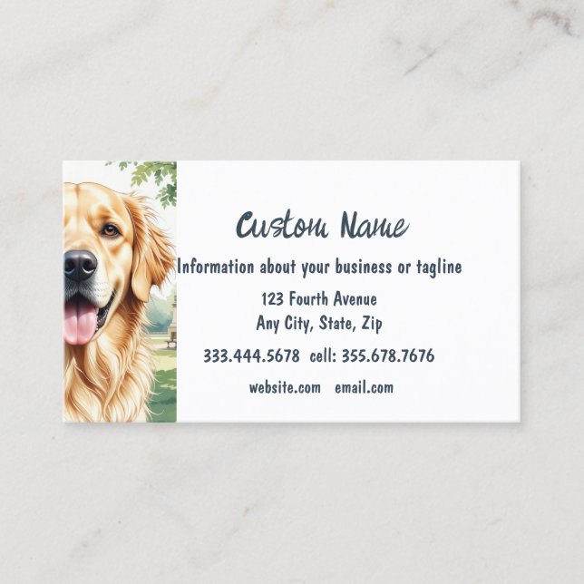 Carte De Visite Aquarelle Golden Retriever Chien Animaux Animaux (Devant)