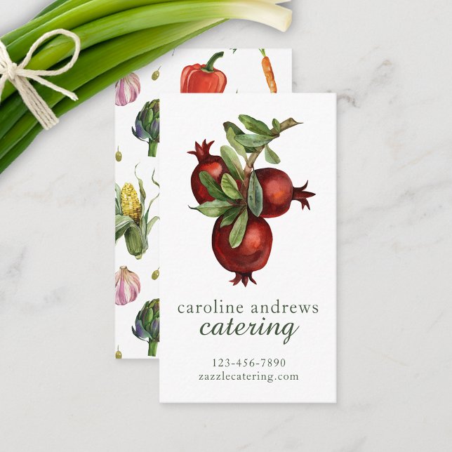 Carte De Visite Aquarelle grenade biologique (Watercolor Organic Pomegranate Business Card)