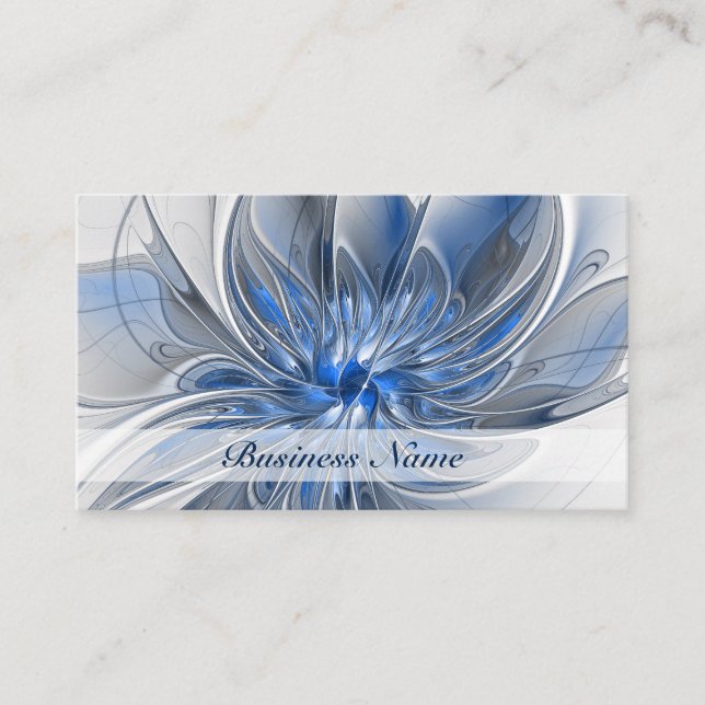 Carte De Visite Aquarelle gris bleu Abstrait Fractal Art Flower (Devant)