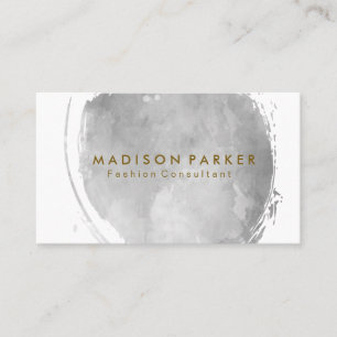 Carte De Visite Aquarelle gris contemporaine brossée