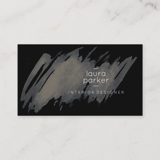 Carte De Visite Aquarelle gris noir Splatter Abstrait moderne (Devant)