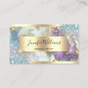 Carte De Visite Aquarelle Holographique Parties scintillant Gold