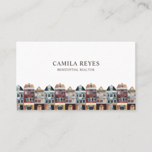 Carte De Visite Aquarelle Immeubles Agent immobilier Skyline