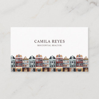 Carte De Visite Aquarelle Immeubles Agent immobilier Skyline