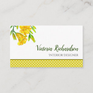 Carte De Visite Aquarelle Jaune Lys Peinture Fleur