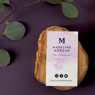 Carte De Visite Aquarelle Lavande Médias sociaux avec photo