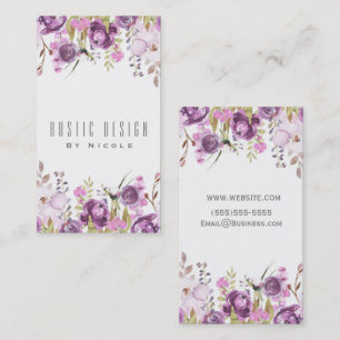 Carte De Visite Aquarelle Lavande Violette Lilac Chic Floral