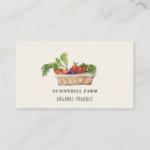 Carte de visite aquarelle légumes sur fond blanc c