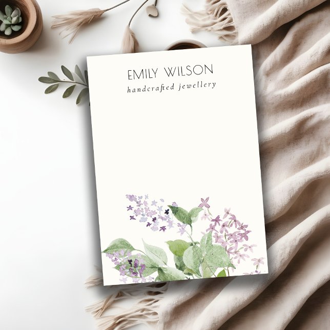 Carte De Visite Aquarelle Lilac douce Floral Blank Bijoux (Créateur téléchargé)