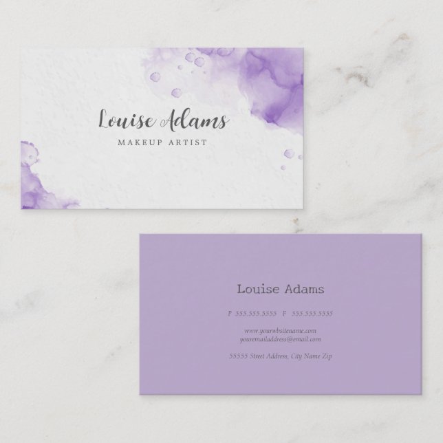 Carte De Visite Aquarelle Lilas (Devant / Derrière)
