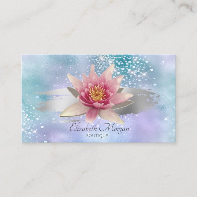 Carte De Visite Aquarelle Lotus Brush Diamonds Holographique (Devant)